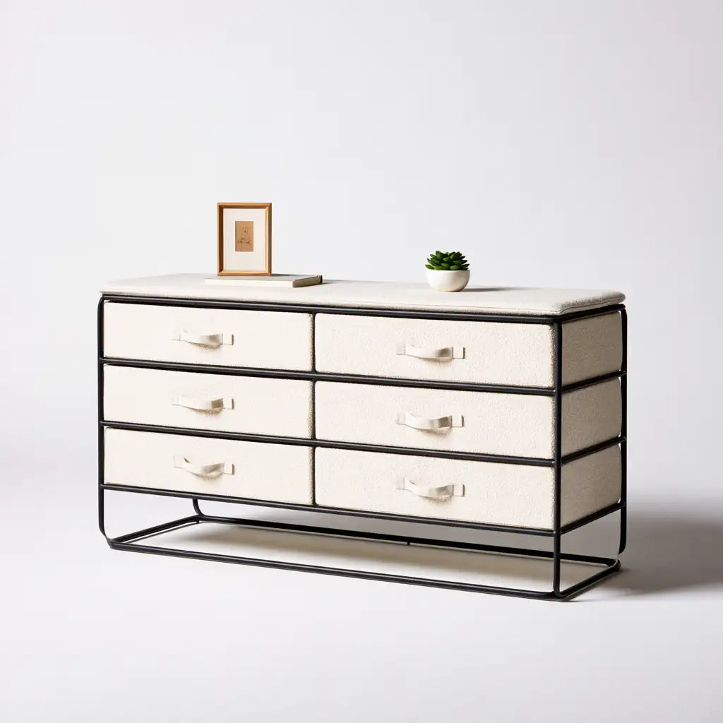Cassettiera dalla forma compatta, grigio e nero, per la casa