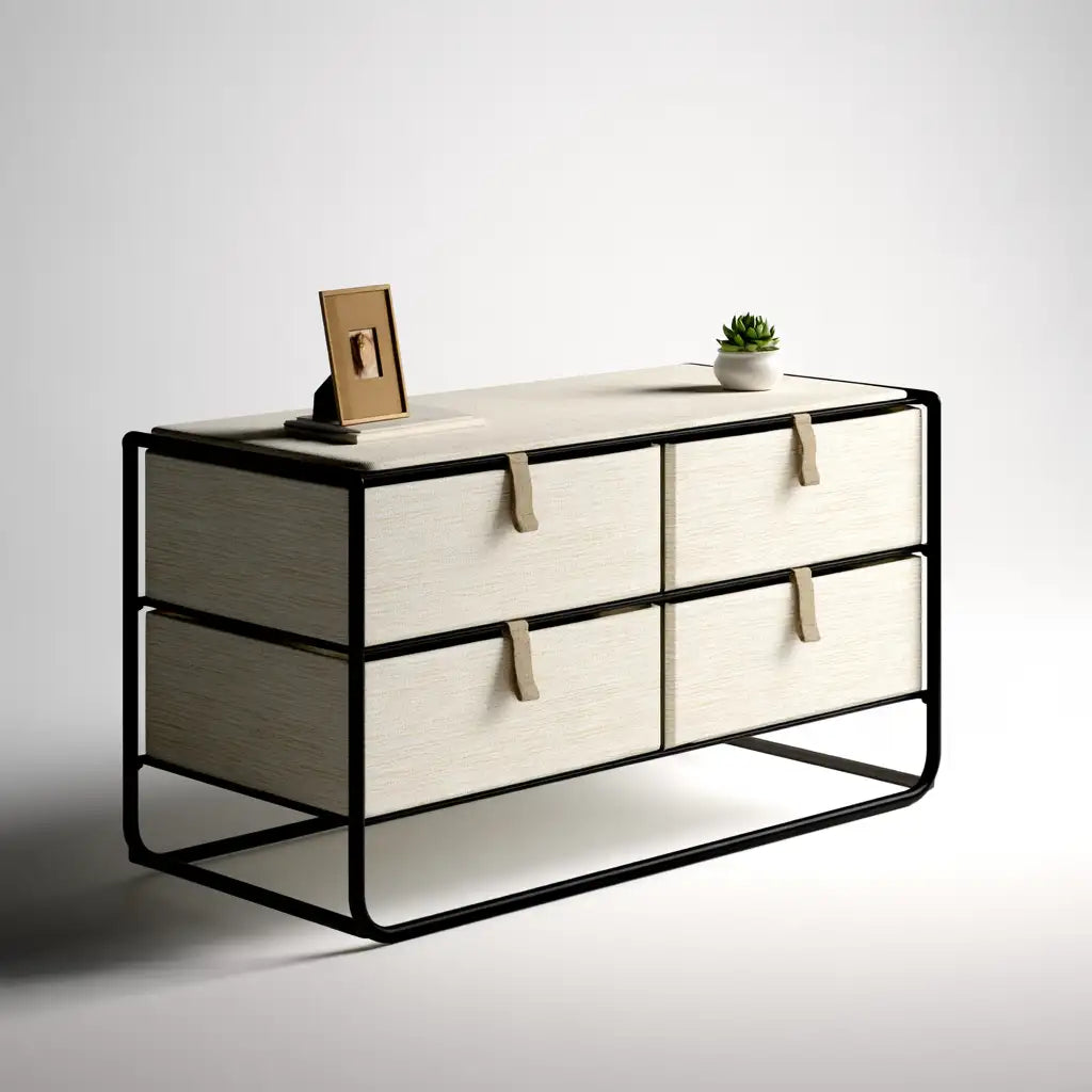 Cassettiera dalla forma compatta, grigio e nero, per la casa