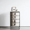 Cassettiera dal design essenziale, grigio e nero, per la casa