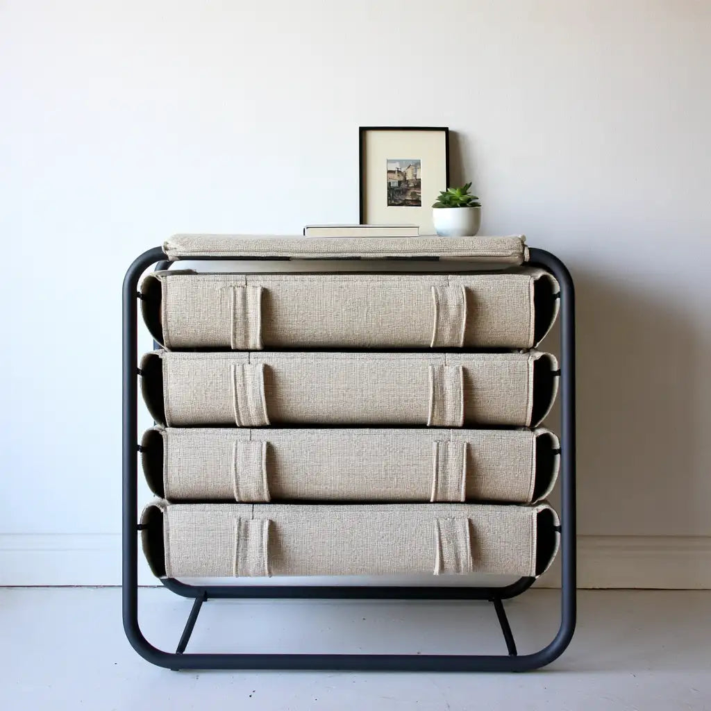 Cassettiera dal design essenziale, grigio e nero, per la casa