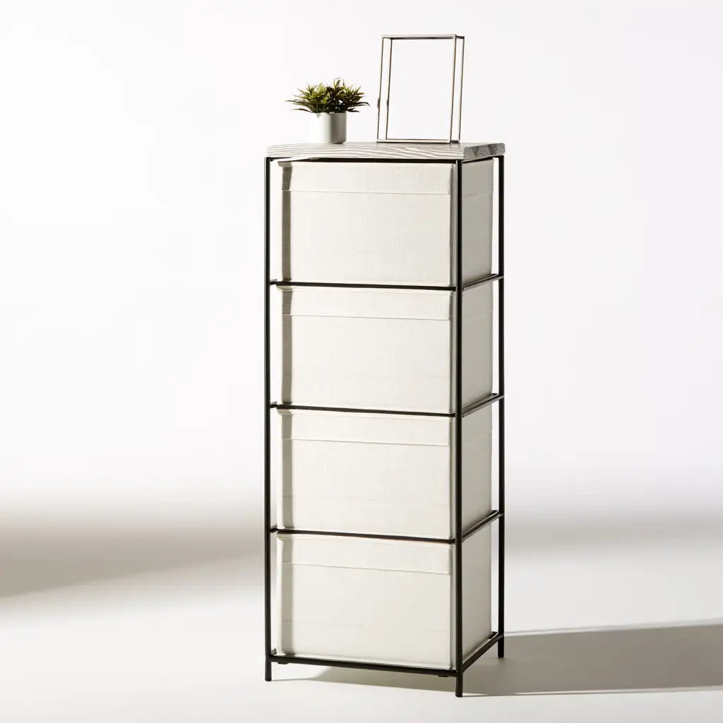 Cassettiera dal profilo contemporaneo, grigio e nero, per la casa